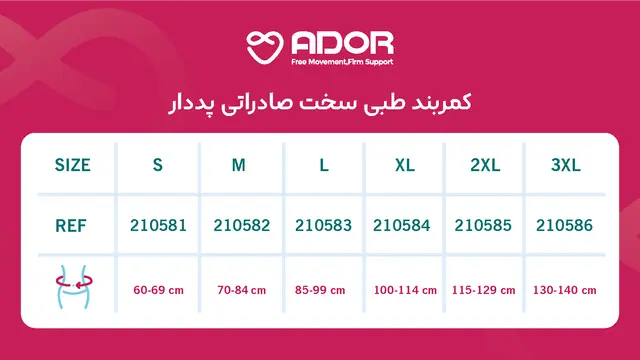 کمربند طبی سخت صادراتی پددار - آدور